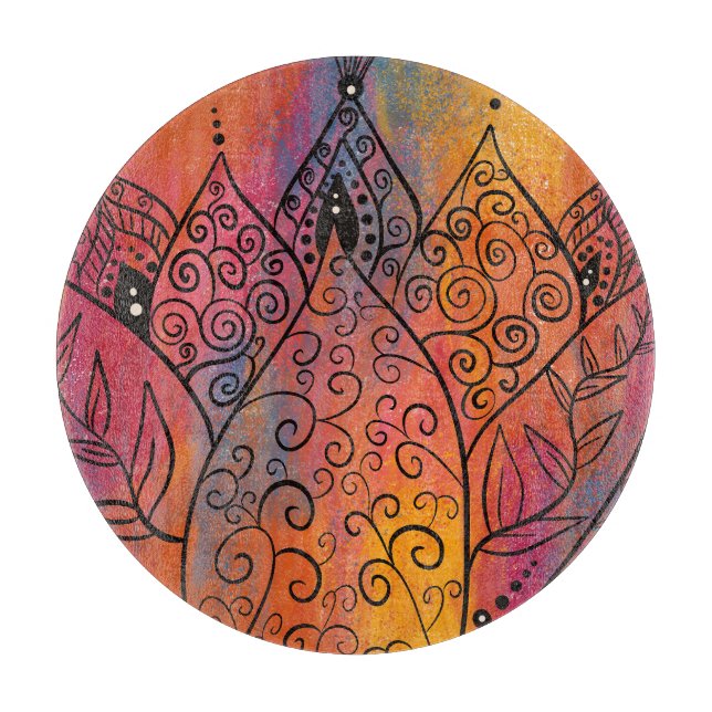 Pretty Floral Art Cutting Board (Front)