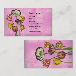 Pretty floral art on pink wash background business card