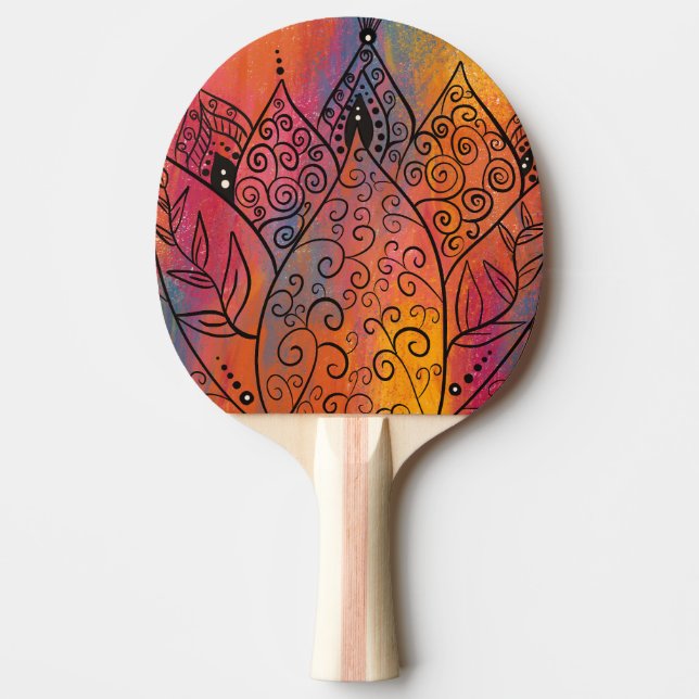 Pretty Floral Art Ping Pong Paddle (Front)