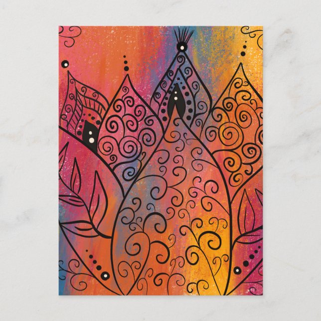 Pretty Floral Art Postcard (Front)