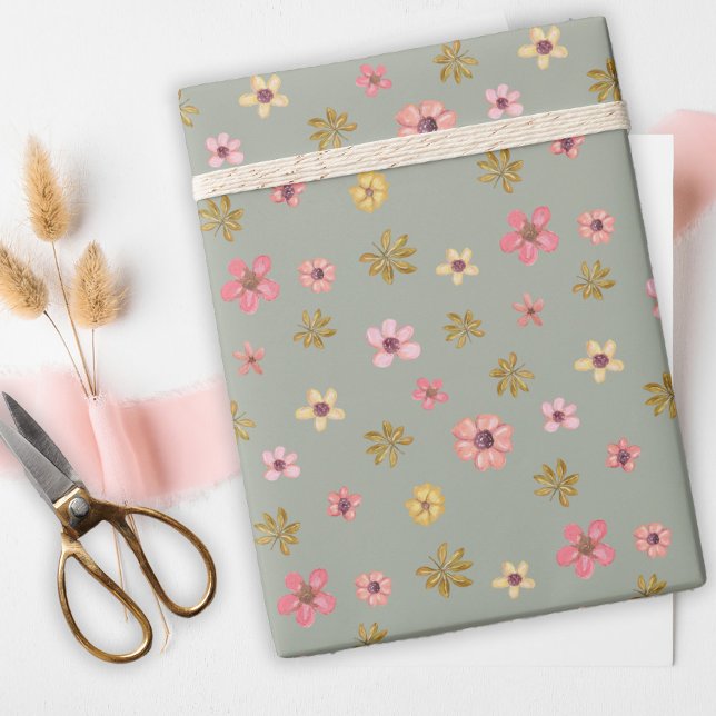 Pretty Floral Birthday Girly Feminine Cute Flowers Wrapping Paper (Creator Uploaded)