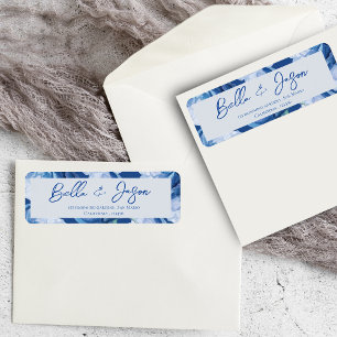 Pretty Floral Blue Flowers Wedding Return Address Label