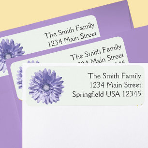 Pretty Floral Blue Gerbera Daisy Return Address Label