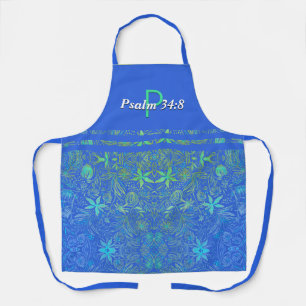 Pretty   Floral Blue   Monogram Personalised Apron