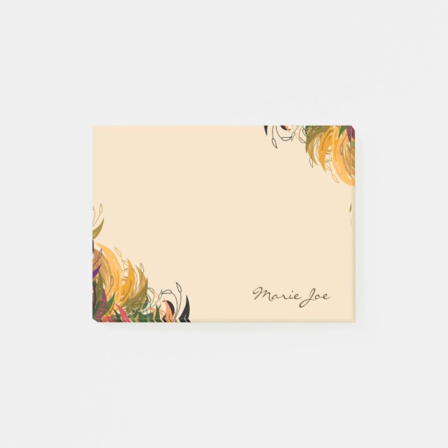 Pretty Floral Boarder Prints Personalised Post-it Notes (Front)