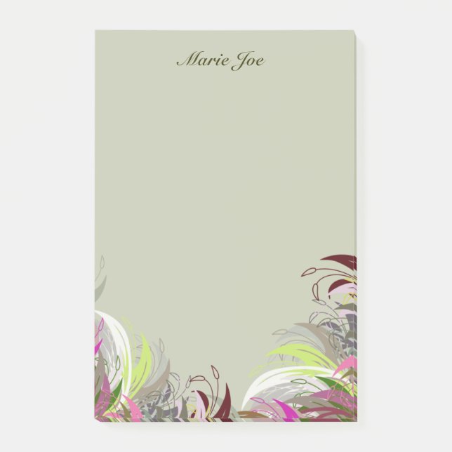 Pretty Floral Boarder Prints Personalised Post-it Notes (Front)
