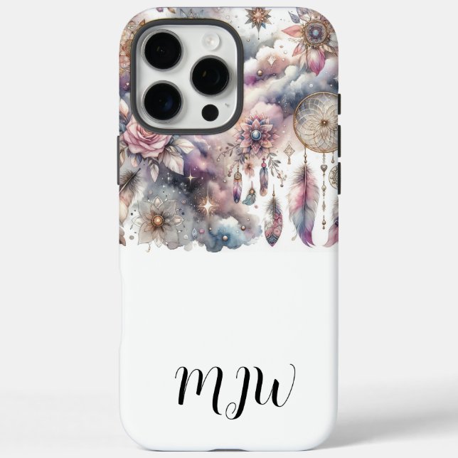 Pretty Floral Boho Feather iPhone / iPad case (Back)