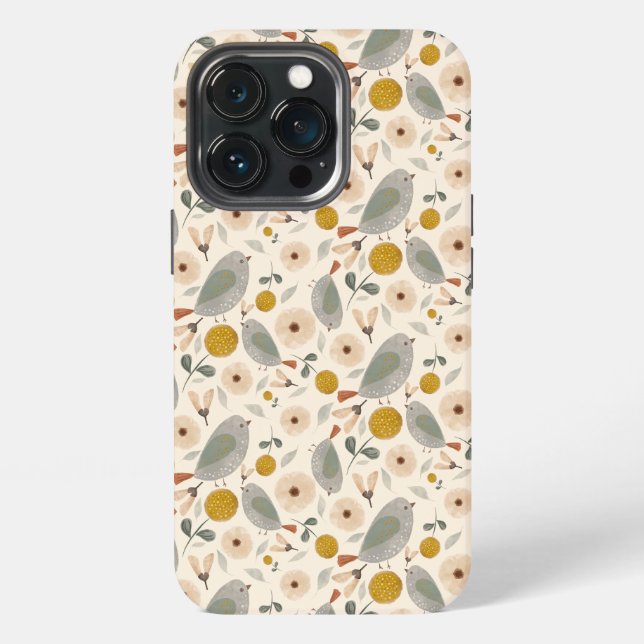 Pretty Floral Botanical Bird Cute Pattern  iPhone Case (Back)