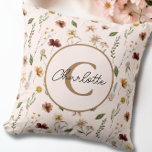 Pretty Floral Botanical Blush Pink Monogram Cushion<br><div class="desc">Elegant Floral Botanical Blush Pink Monogrammed Throw Pillow</div>