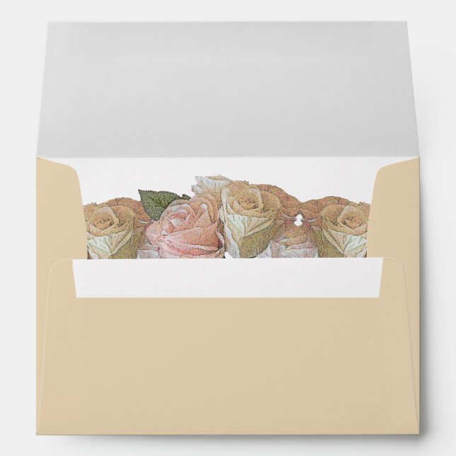 Pretty Floral Botanical Roses Beige Envelope (Back (Bottom))