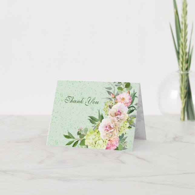 Pretty Floral Botanical Thank You Card (Front)