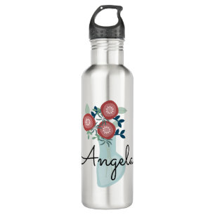 Pretty Floral Botanical Vase Name 710 Ml Water Bottle