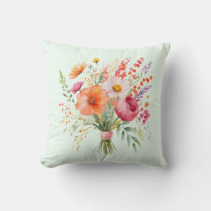 Pretty Floral Bouquet Hand-Tied Bunch of Flowers Cushion