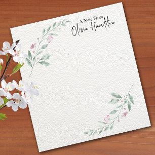 Pretty Floral Branch "A Note From" Notepad