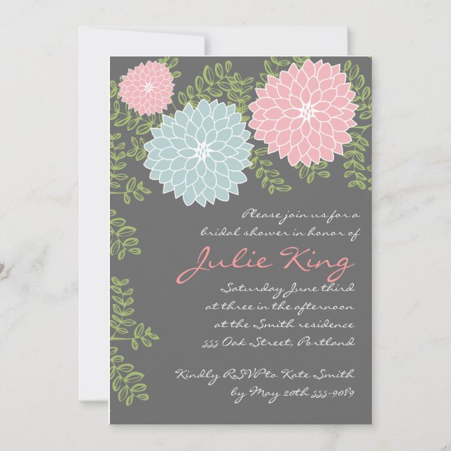 Pretty Floral Bridal Shower invititation Invitation (Front)