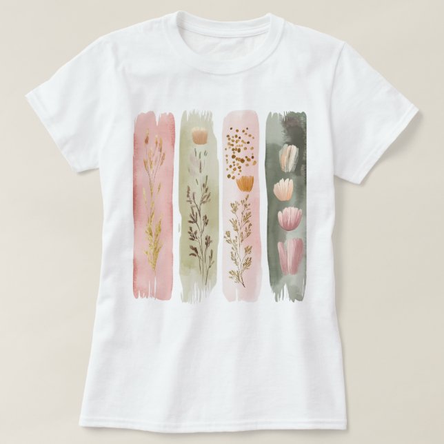 Pretty Floral Brushstroke  T-Shirt (Design Front)
