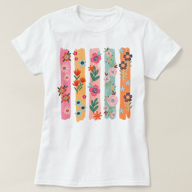Pretty Floral Brushstroke  T-Shirt (Design Front)