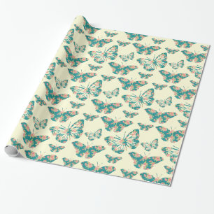 Pretty Floral Butterfly Pattern Wrapping Paper