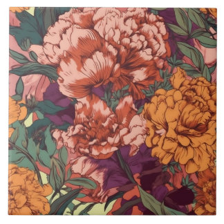 Pretty floral ceramic tile