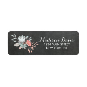 Pretty Floral Chalkboard Wedding Address Labels