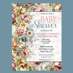 Pretty Floral Collage Baby Shower Invitation