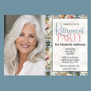 Pretty Floral Collage Retirement Party Invitation