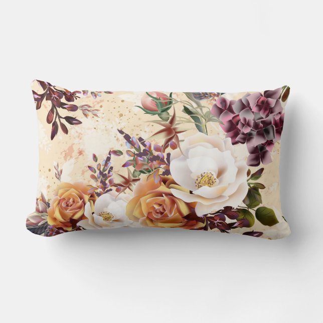 Pretty floral decorative eye-catching  lumbar cushion (Front)