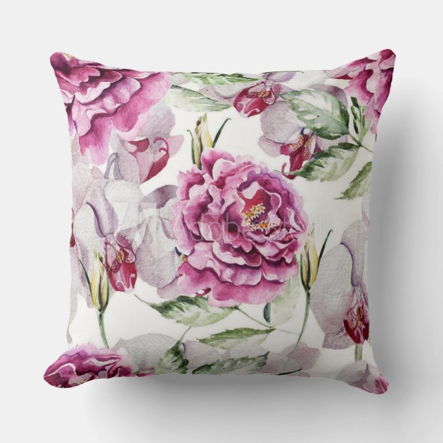 Pretty Floral Decorative Pillow (Front)