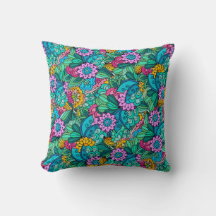 Pretty Floral Design in pinks and greens Cushion