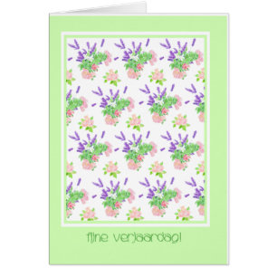 Pretty Floral Dutch Language Greeting Birthday
