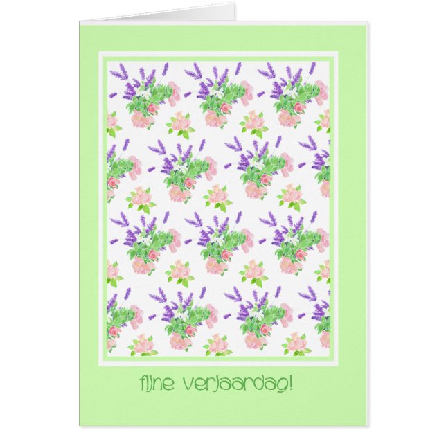 Pretty Floral Dutch Language Greeting Birthday (Front)