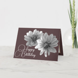 Pretty Floral Elegant Dahlia Flower Brown Birthday Card