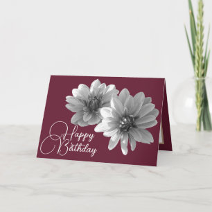 Pretty Floral Elegant Dahlia Flower Red Birthday Card