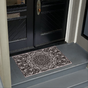 Pretty Floral Entry "MANDELA" Flower Grey Welcome Doormat