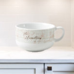 Pretty Floral Farmhouse Custom Soup Mug<br><div class="desc">With a beautiful neutral floral design these mugs go with a variety of kitchen decor styles. Customise with the family name and established date for a sweet keepsake gift.</div>