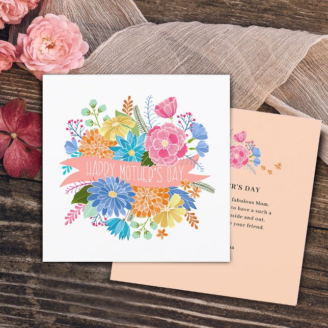 Pretty Floral Flower Bouquet Mother's Day Holiday Card (Pretty Floral Flower Bouquet Mother's Day Holiday Card)