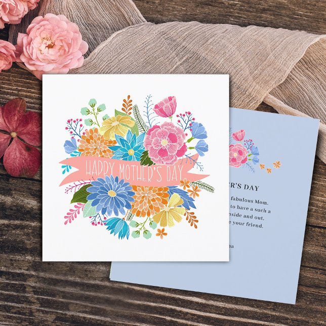 Pretty Floral Flower Bouquet Mother's Day Holiday Card (Pretty Floral Flower Bouquet Mother's Day Holiday Card)