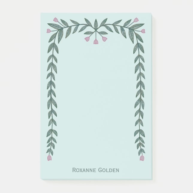 Pretty Floral Frame CUSTOM NAME Notepad (Front)