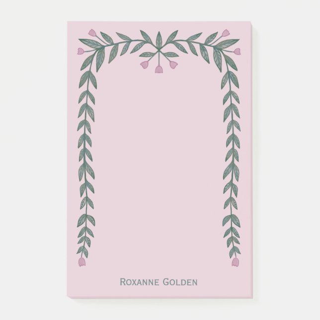 Pretty Floral Frame CUSTOM NAME Notepad (Front)