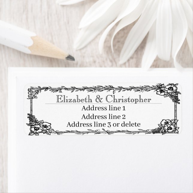 Pretty Floral Frame Custom Name Return Address Label (Insitu)