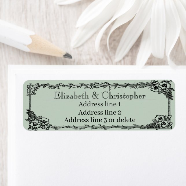 Pretty Floral Frame Custom Name Return Address Label (Insitu)