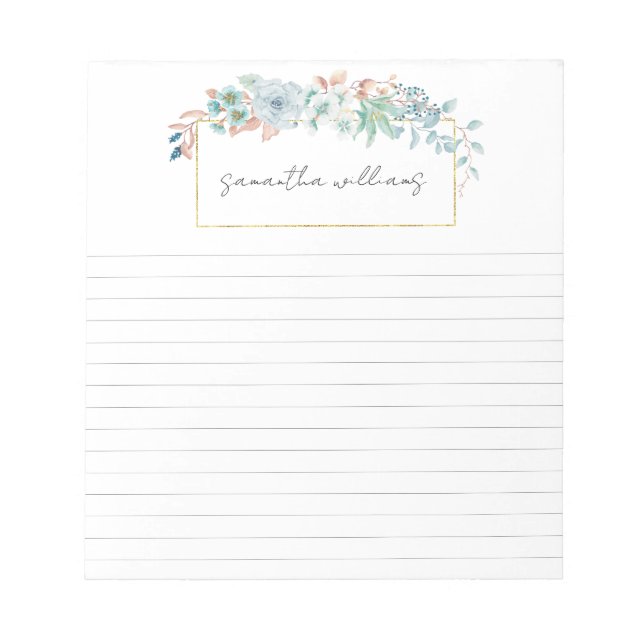 Pretty floral frame custom notepad (Front)