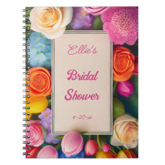 Pretty Floral Framed Roses Tulips Hydrangea Event  Notebook