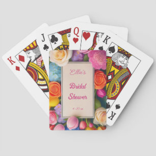Pretty Floral Framed Roses Tulips Hydrangea Event Playing Cards