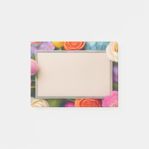 Pretty Floral Framed Roses Tulips Hydrangea Post-it Notes