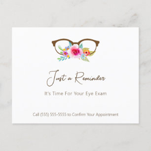 Pretty Floral Glasses Eye Exam Appointment Postcard