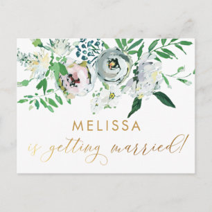 Pretty Floral Gouache Boho Flower Bridal Shower Postcard