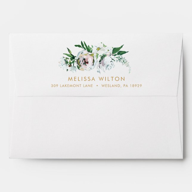 Pretty Floral Gouache Boho Flower Pattern Custom Envelope (Back (Top Flap))