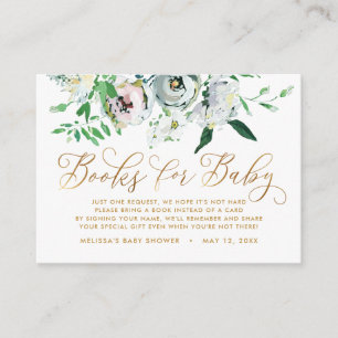 Pretty Floral Gouache Book Request Baby Shower Enclosure Card