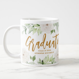 Pretty Floral Graduate Script Class Year Photo Large Coffee Mug